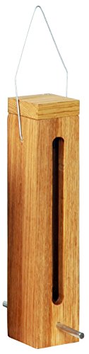 Luxus-Vogelhaus 46770e Edler Futterspender für Vögel, aus Holz (Eiche) für Garten, Balkon, mit Futtersilo (UV-resistent), Metallbügel zum Aufhängen – Vogelfutterstation Vogelfutterspender - 3
