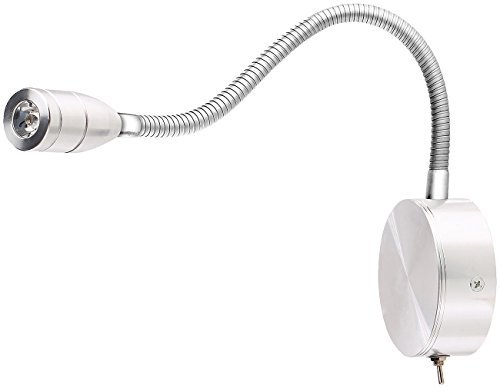 Lunartec LED-Bett- & Lese-Leuchte mit Schwanenhals, Wandmontage, 3 W, kaltweiß - 2