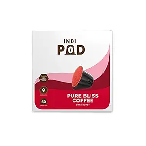 IndiPod Coffee Capsules, Pure Bliss Coffee Capsules Nespresso Compatible, Dark Roast, Intensity 8 of 10 (Includes 50 Coffee Pods) (Dark)