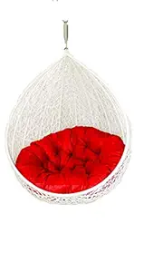 Carry Bird Beautiful Hanging White Colour Swing with Red Cushion