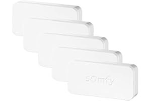 Somfy Kit da 5 IntelliTAG 2401488 Sensori Antifurto wi-fi di sicurezza per Porte e Finestre con rilevatori di vibrazioni, attivano l’allarme prima dell’intrusione, Bianco