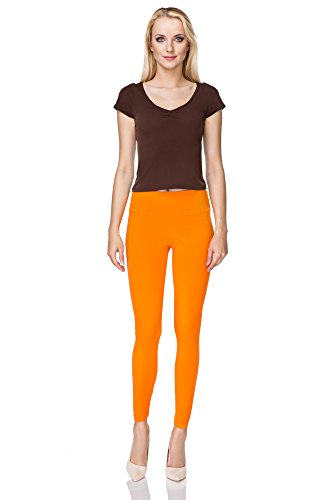 FUTURO FASHION - Leggings Suaves para Mujer - Algodón - Naranja - Talla Tiro Alto EU 36