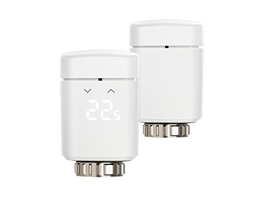 Preisvergleich Produktbild Eve Thermo 2er-Set - Heizkörperthermostat mit LED-Display, integriertes Touch-Bedienfeld, automatische Temperatursteuerung, keine Bridge erforderlich, Bluetooth Low Energy (Apple HomeKit)