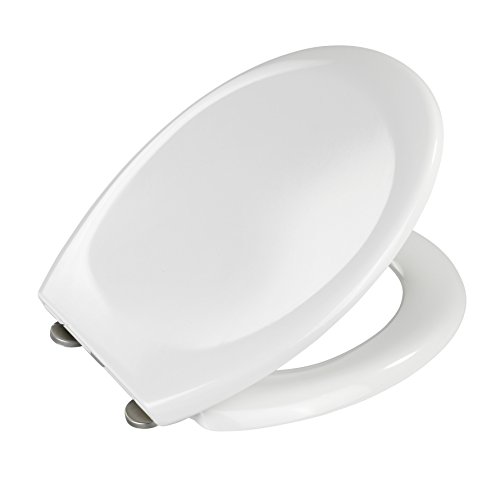 Wenko Premium WC-Sitz Ottana Weiß, Toilettensitz mit Absenkautomatik & rostfreier Fix-Clip Edelstahlbefestigung, Duroplast WC Sitz, antibakteriell, 37,6 x 45,2cm - 3