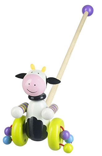 Orange Tree Toys Push Along Wooden Toy - Cow
