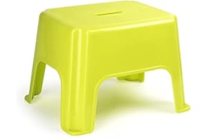 CABLEPELADO Taburete de Plástico Ligero, Apilable, Multiusos, Verde - Altura 28.5 cm x Ancho 44 cm, Soporta hasta 150Kg