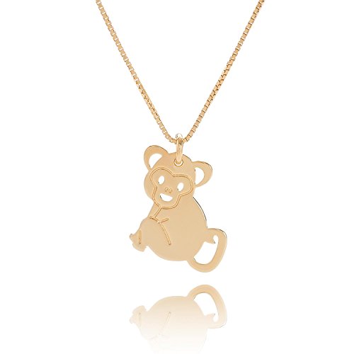 Malaika Raiss Women's Necklace Gold Monkey Pendant 24ct Gold-Plated - N3115