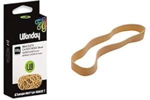WONDAY Boite de 100g Elastique Bracelets caoutchouc 70 x 5 mm Blond