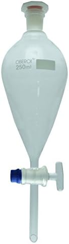 2 x Oberoi Separating Funnel with Glass Stopcock &amp; Polyethylene Stopper-Choose Size