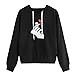Produktbild Tianwlio Damen Lässige Langarmshirt Hoodie Pullover Langarm Kapuzenshirt Druck O Hals Lässige Sweatshirt Top Bluse Pullover Schwarz XL