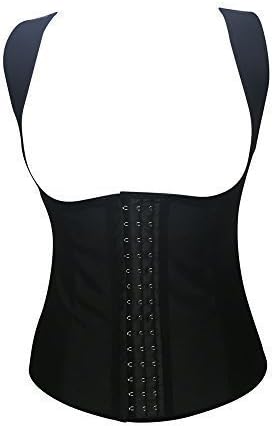 Infinity Curves Women's Waist Trainer Vest Sport Undercuts Latex Steel Boned 3 Hooks Cincher Girdle Body Shaper (2XL, Black Vest)