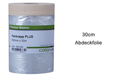 3 x Colorus Masker Tape PLUS Feinkrepp 30 cm x 33m Cover Quick Abdeckfolie Malerkrepp Malerfolie - 2