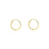 Precioso Estuche Regalo Pendientes Bebe/Niña Oro Amarillo Aro hueco liso 12x1.20 mm