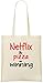 Produktbild Netflix-Pizza-gewinnender Slogan - Netflix Pizza Winning Slogan Custom Printed Grocery Tote Bag - 100% Soft Cotton - Eco-Friendly & Stylish Handbag For Everyday Use - Custom Shoulder Bags