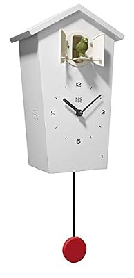 KOOKOO BirdHouse blanco horloge murale avec 12 chants des oiseaux enregistrement naturels ou coucou horloge coucou design moderne avec pendule