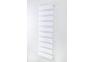 Funky Gadgets Day and Night Roller Blinds Dual Layer Fabric Zebra Blind Translucent or Blackout Vision Roller Shades No Drill Blinds Curtains for Windows and Doors White, 64W x 165H cm