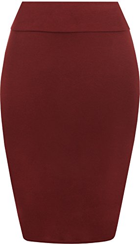 Pretty FashionPlain Pencil Skirts For Women UK with Separate Elasticated Waist Women's Skirts Midi Length Approx 25 Inches Knee Length Black Skirt Ladies Pencil Skirt Multiple Colours UK 8-22