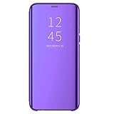 🐧Función de soporte y espejo: Este Samsung Galaxy A40 Carcasa Case Inteligente Fecha/Hora Ver Funda de Espejo Flip Caso, ver una película o video en su teléfono fue facilitado por la tapa. Soporte integrado que le permite hacer, leer o ver películas en cualquier lugar, con las manos libres. También es un espejo de maquillaje.