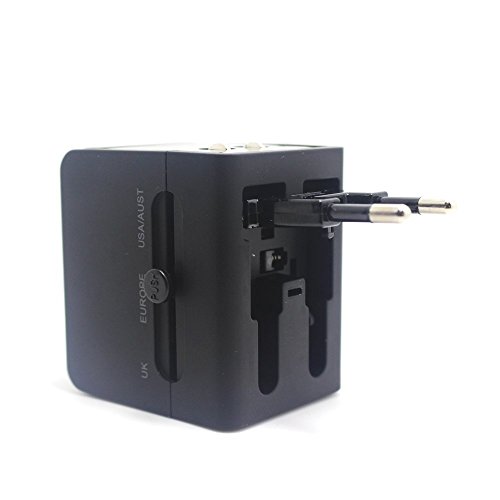 Domutek Universaler Reiseadapter mit 2 USB – Reisestecker Adapter – Mit Tragetasche – 2100 mAh USB Ladegerät - 5