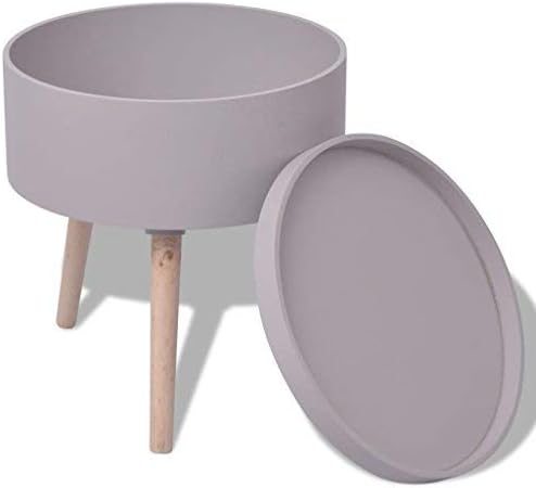Festnight 3 in 1 Tray Coffee Table Modern Side Table End Table with Hidden Storage and Serving Tray for Living Room Bedroom - MDF and Pinewood, 39.5x44.5 cm, Grey