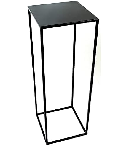 Natural Goods Berlin 1 x plantenstandaard, rechthoekig, metalen bloemenkruk, binnen en buiten, bloemzuil, outdoor, bijzettafel, weerbestendig, balkon, terras, tuin, huis (zwart, hoogte 70 cm