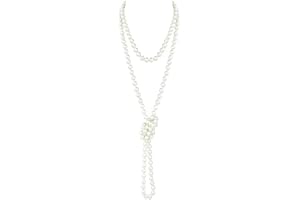 Liitata Imitation Perlen Lange Kette Perlen Flapper Halskette 1920s Gatsby Kostüm Accessoires für Damen Date Abend Party Abschlussball 150 cm