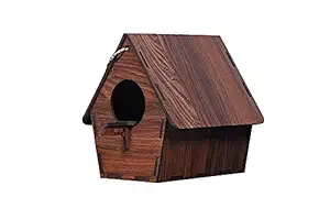 GOPI ENTERPRISE 1 Wooden Bird House Nest Feeder Eco-Friendly Wooden Box for Garden Balcony Hanging for Sparrow and All Small Birds (Pack of 1)