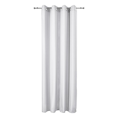 Beautissu® Blickdichter Ösen-Vorhang Amelie – 140×245 cm Weiß Uni – Dekorative Gardine Ösenschal Fenster-Schal - 4