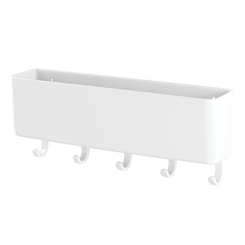 mDesign Organizador de llaves     Portallaves de pared con bandeja para correspondencia y accesorios     Organizador de cartas para recibidor  cocina  etc      blanco