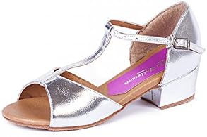 Electric Ballroom Abby Girls' T-Bar Ballroom Shoes 4 Silver