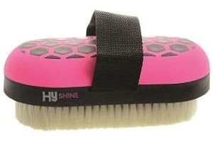William Hunter Equestrian HySHINE Glitter Body Brush Goat Hair For Horses & Ponies - Black/Pink