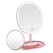 Produktbild BESTOPE LED Schminkspiegel mit 1X / 10X Vergrößerung, Natürliche beleuchtete Kosmetikspiegel Touchscreen, USB & Batterie-Netzteil, ovale Dimmbare Arbeitsplatte Kosmetikspiegel (Roségold)