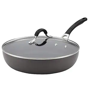 Circulon Innovatum Hard-Anodized 12 Inch Nonstick Deep Skillet with Lid, Light Gray