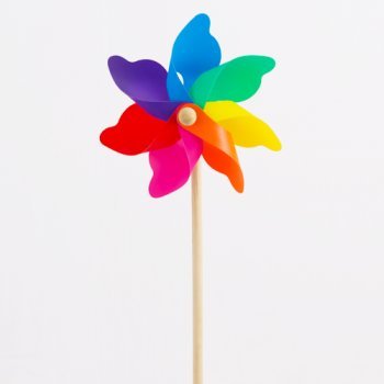 Windspiel – Moulin 17 Rainbow – UV-beständig und wetterfest – Windrad: Ø17cm, Standhöhe: 47cm – fertig aufgebaut inkl. Standstab (Rainbow) - 4