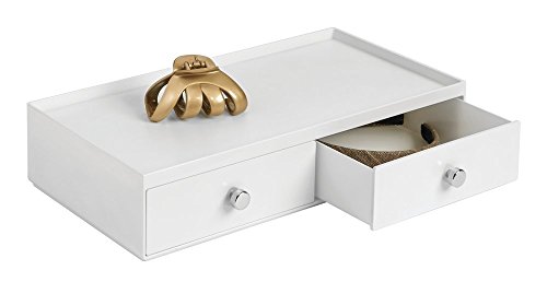 mDesign Kosmetik-Organizer Ablage für Waschtisch Schrank zum Aufbewahren von Makeup, Kosmetika – 2 breite Schubladen, Weiß - 4