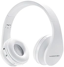 Bluetooth Wireless Headset NASSONBO Over-ear Stereo Lightweight Headphones with Microphone for Kids Adult Music Streaming for FM Radio MP3 MP4 PC Tablets Mobiles (White)