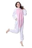 Unisex Erwachsene Kinder Pyjamas Cosplay Nachtwäsche Osterhase Tier Onesie Kostüme Schlafanzug Tieroutfit tierkostüme Jumpsuit (M, weiß Hase) - 