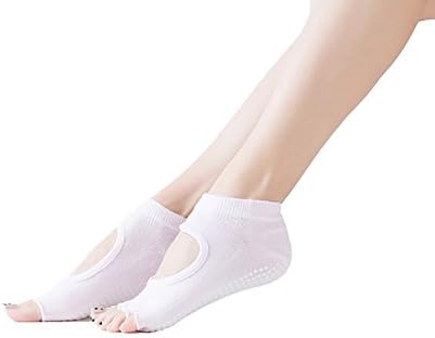 EsterCalvin Women's Combed Cotton Toeless Grip Non-Slip Skid for Pilates,Ballet,Yoga,Barre Toe Socks