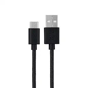 FLiX (Beetel) USB to Type C Textured Pattern Data Sync & 2A Fast Charging Cable, Made in India, 480Mbps Data Sync, Tough Cable, 1 Meter Long USB Cable for USB Type C Devices (Black)(XCD-C102)