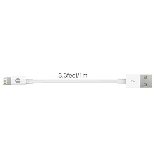 [Apple MFI Certified] 1Byone Lightning to USB Cable 3.28ft (1M) for iPhone 7/7Plus, iPhone 6/6s, 6/6s Plus, iPhone 5/5s/5c, iPad with Retina display, iPad mini, iPad Air, iPad Pro,iPod nano 7th Gen and iPod touch 5th Generation for iPhone Charger Cable-1-Year Limited Warranty