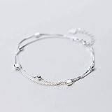 Thumby S925 Silber Armband Weiblich Mode Doppel Kleines Quadrat Silber Feines Armband Kleines Armband Weiblich, S925 Silberarmband, Einheitsgröße
