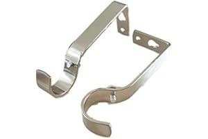 HOMEELABADOR Silver Curtain Rod Brackets Set with Screws for Poles 28mm Curtain Pole Bracket Metal Heavy Duty Rod Wall Brackets Holder Set of 2.