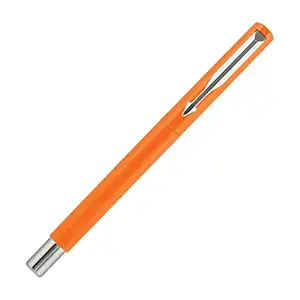 Parker Vector Standard Fountain Pen Chrome Trim Fine Nib with 3 Free Ink Cart | Body Color - Orange | Ink Color - Blue