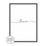  love - Kunstdruck auf wunderbarem Hahnemühle Papier DIN A4 -ohne Rahmen- schwarz-weißes Bild Poster zur Deko im Büro/Wohnung/als Geschenk Mitbringsel zum Geburtstag etc. - Liebe