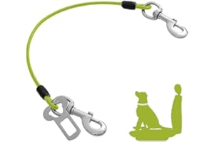 Mi Metty Dog Car Seat Belt, Dog Car Harnesses Chew Proof Steel Rope Cable, Waterproof Dogs Safety Belt, Vehicle Harnesses with Double Clips and Latch Attachment
