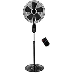 Venga! Ventilateur sur Pied, Diamètre 40 cm avec 3 Modes de Ventilation : Normal-Naturel-Automatique, avec Minuterie, Hauteur Réglable, Tête Inclinable, avec Télécommande, 55 W, Noir, VG VT 3000