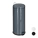 Produktbild Relaxdays Treteimer 30l, Anti-Rutsch Pedal, Inneneimer mit Henkel, Abfalleimer Küche, Tretmülleimer, Edelstahl, grau