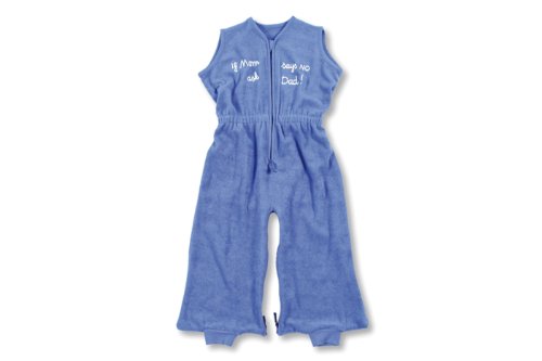 Baby Boum 2-in-1 Lightweight Baby Sleep Sack and Jumpsuit with Fun 3D Wording If Mom Says No Ask Dad (Indigo Blue)