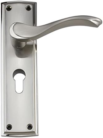 Ardeche Design Lever Handle on Euro Profile Backplate - Satin/Polished Nickel