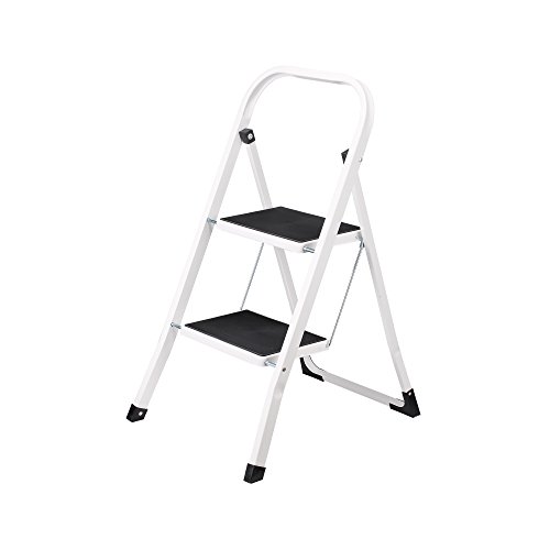 ito WR2065 2-Stufen Klapptritt schwarz weiß mit rutschfester Oberfläche & Sicherheits-Stecker aus Stahl in weiß WR2029